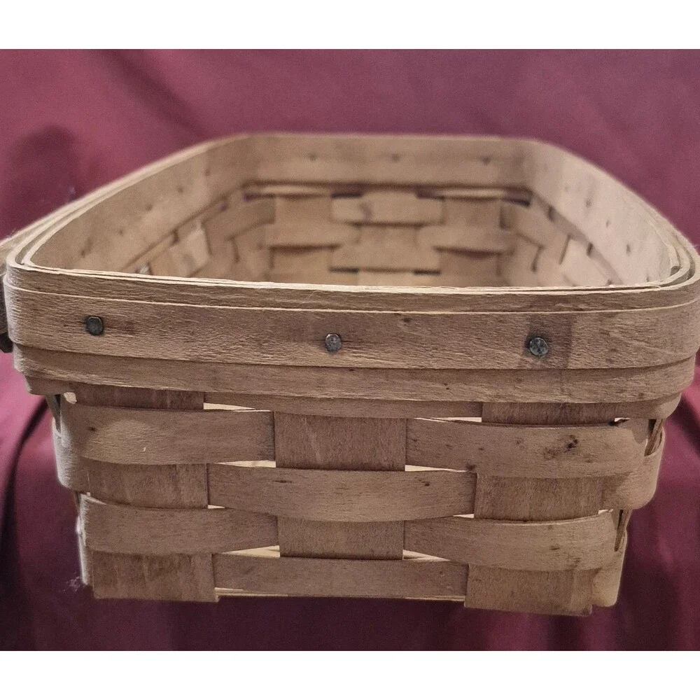 Vintage Longaberger Hostess Bread Basket Rectangular Wood Woven 13.5x8x4EUC